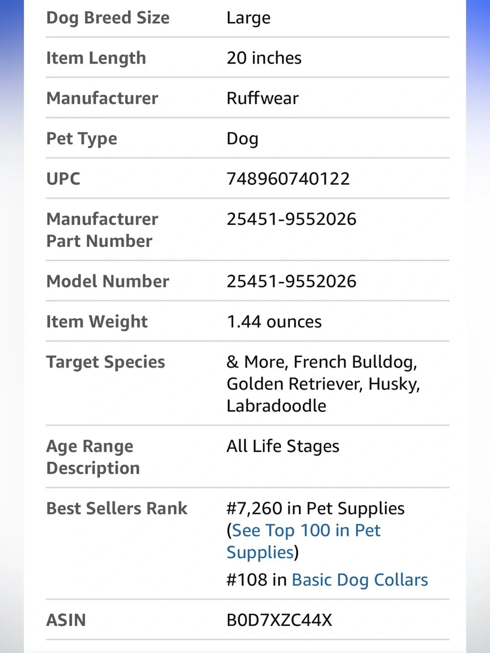 NWOT: Ruffwear logo Front Range Dog Collar